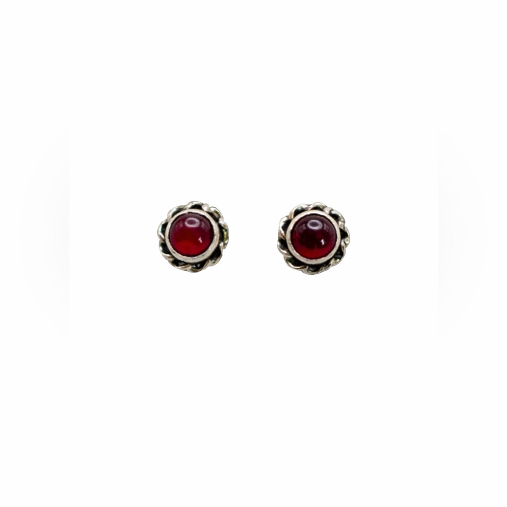 S925 Purple Garnet Circle Swirl Stud Earrings